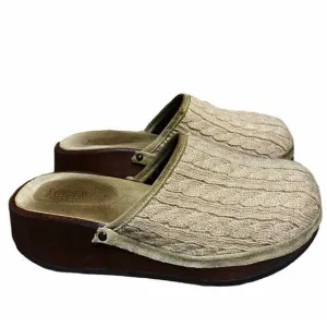 J. Crew Tan Cable Knit Clogs Size 8