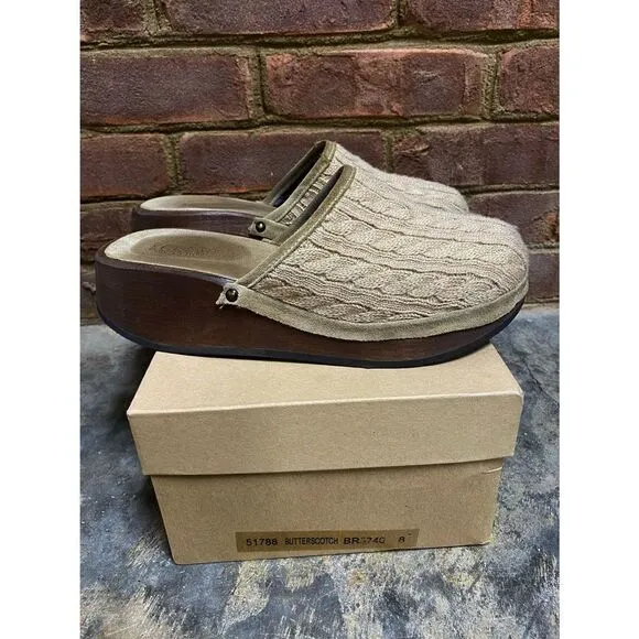 J. Crew Tan Cable Knit Clogs Size 8