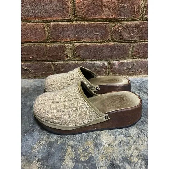 J. Crew Tan Cable Knit Clogs Size 8