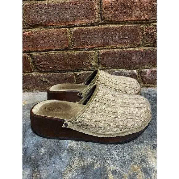 J. Crew Tan Cable Knit Clogs Size 8