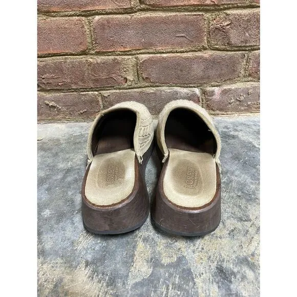 J. Crew Tan Cable Knit Clogs Size 8
