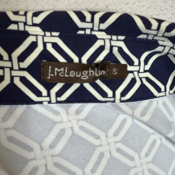 J. McLaughlin Dress Size S Knit shirt Dress Navy White Geometric