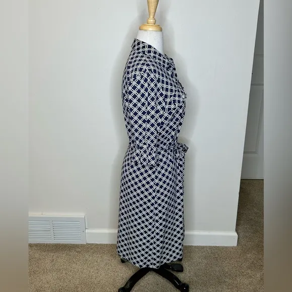 J. McLaughlin Dress Size S Knit shirt Dress Navy White Geometric