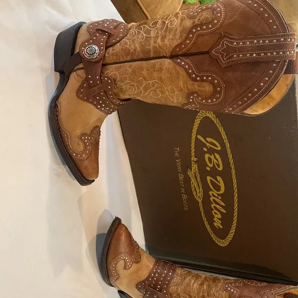 J.B. Dillon Cowgirl boots brown with silver accents