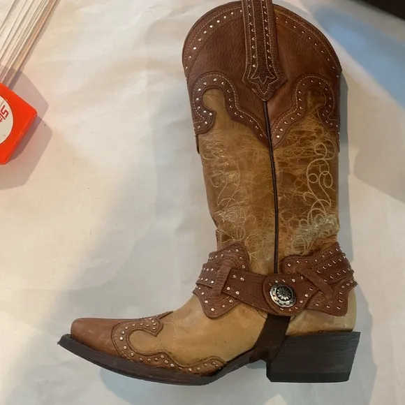 J.B. Dillon Cowgirl boots brown with silver accents