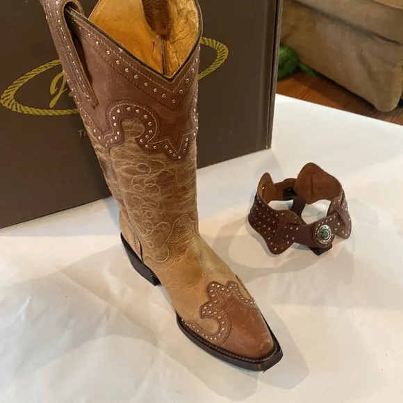 J.B. Dillon Cowgirl boots brown with silver accents
