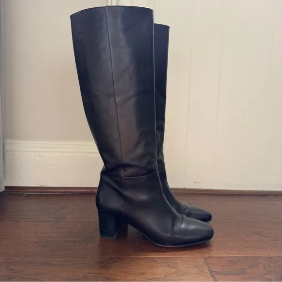 JCrew Black Leather Knee-High Boots