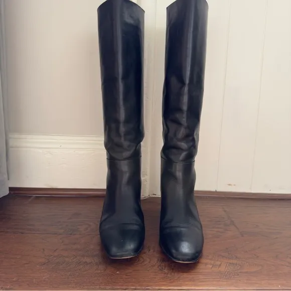 JCrew Black Leather Knee-High Boots
