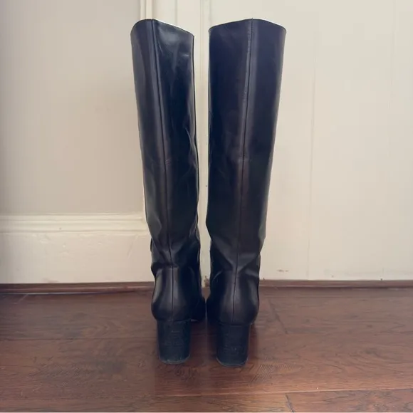 JCrew Black Leather Knee-High Boots