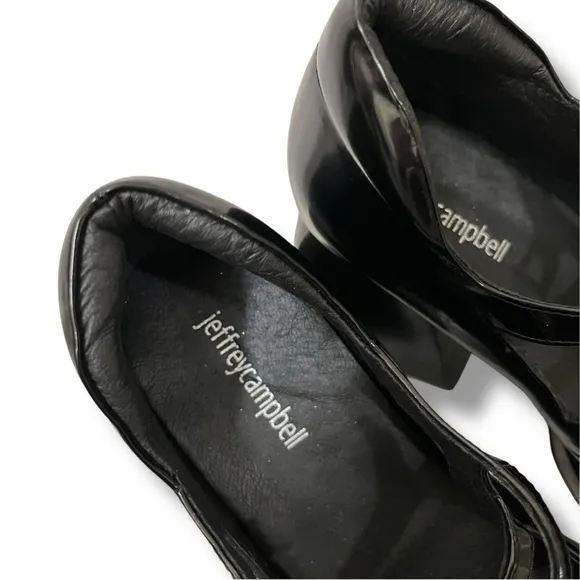 Jeffrey Campbell Black Leather Double Strap Mary Jane Platform Shoes Size 9