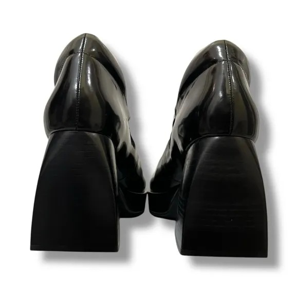 Jeffrey Campbell Black Leather Double Strap Mary Jane Platform Shoes Size 9