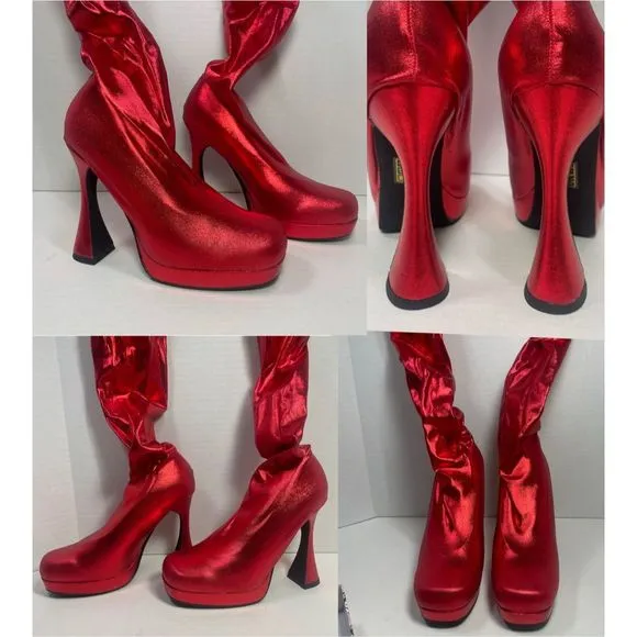 Jeffrey Campbell BNIB Small PANTALONES 6M platform women Metallic Red