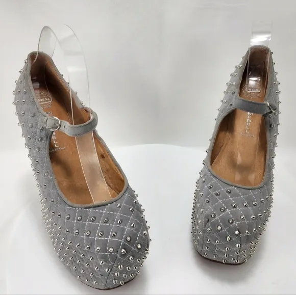 JEFFREY CAMPBELL - Gray, Spikes, heelless, Maryjane platform, approx. 7” Sz 9.5