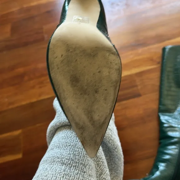 Jeffrey Campbell Green Knee High Heeled Crocodile Boots
