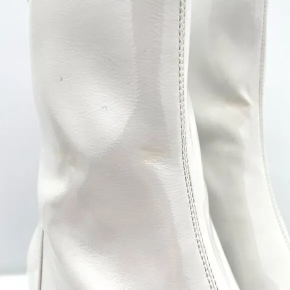 Jeffrey Campbell Kalopsia White Patent Leather Platform Gogo Boot Women's 7.5