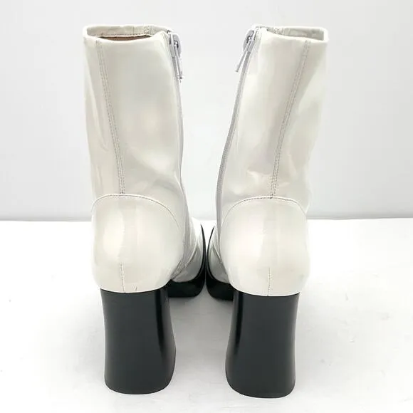 Jeffrey Campbell Kalopsia White Patent Leather Platform Gogo Boot Women's 7.5