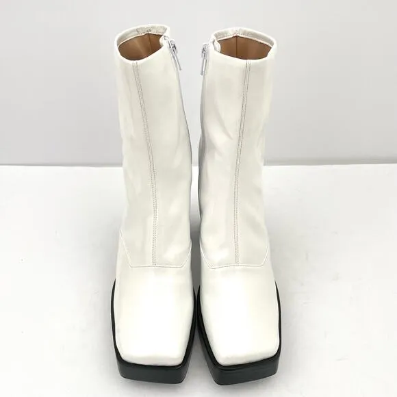 Jeffrey Campbell Kalopsia White Patent Leather Platform Gogo Boot Women's 7.5