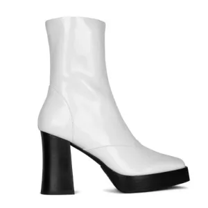 Jeffrey Campbell Kalopsia White Patent Leather Platform Gogo Boot Women's 7.5