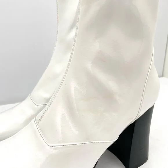 Jeffrey Campbell Kalopsia White Patent Leather Platform Gogo Boot Women's 7.5