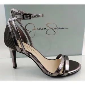 Jessica Simpson Mayette Dress Ankle Strap Sandals Gunmetal Metallic Size 9.5
