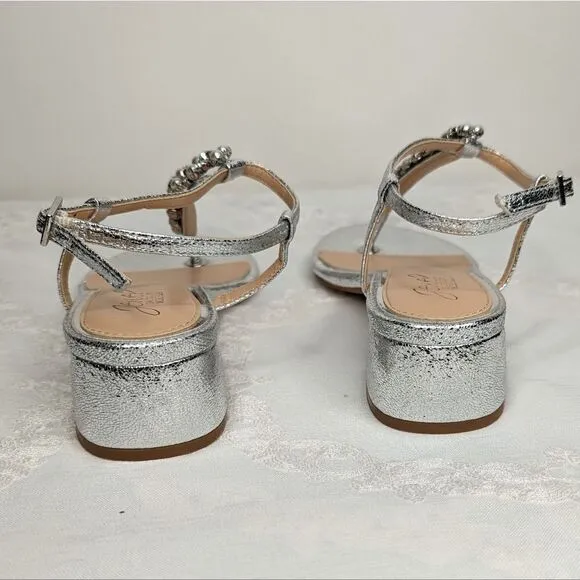 Jewel Badgley Mischka Dasha Block Heel Thong Sandals Silver