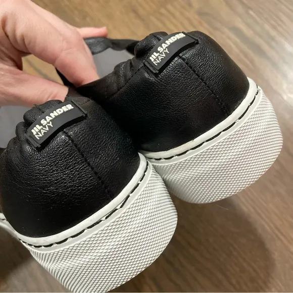Jil Sander Platform Sneaker Black Leather Shoes