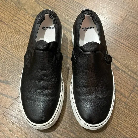 Jil Sander Platform Sneaker Black Leather Shoes