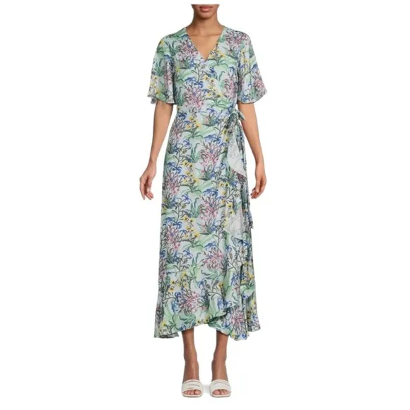J.MCLAUGHLIN Audette Silk Blend Floral Wrap Dress
