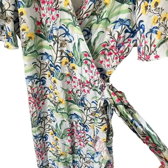 J.MCLAUGHLIN Audette Silk Blend Floral Wrap Dress