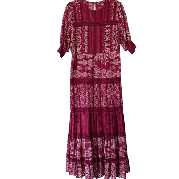 JOHNNY WAS Fuschia Pink Billie Maxi Dress Size Large