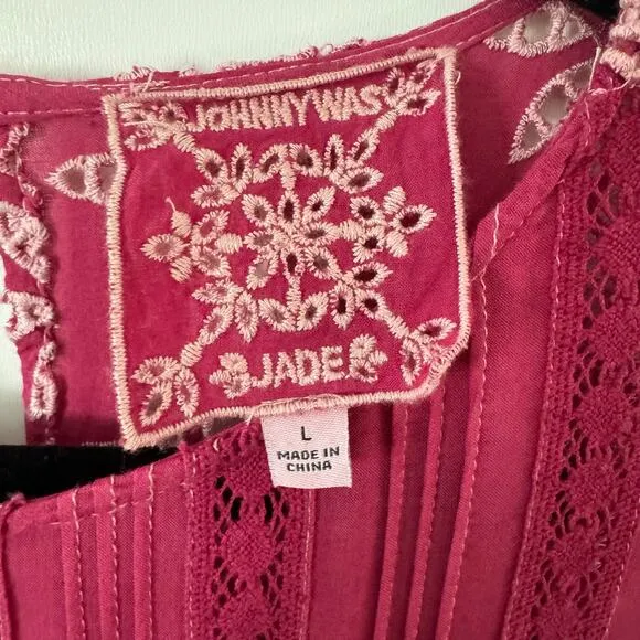 JOHNNY WAS Fuschia Pink Billie Maxi Dress Size Large