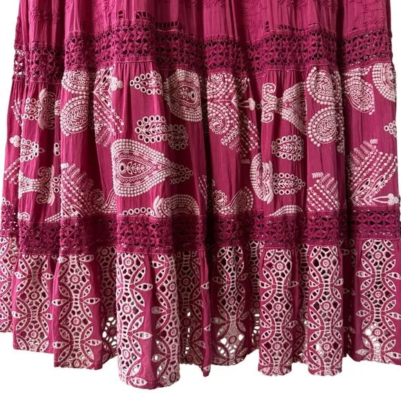 JOHNNY WAS Fuschia Pink Billie Maxi Dress Size Large