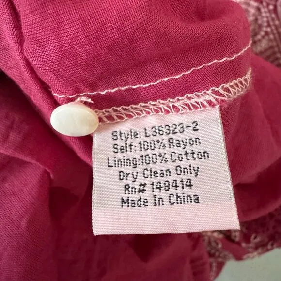 JOHNNY WAS Fuschia Pink Billie Maxi Dress Size Large