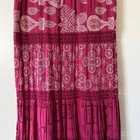 JOHNNY WAS Fuschia Pink Billie Maxi Dress Size Large