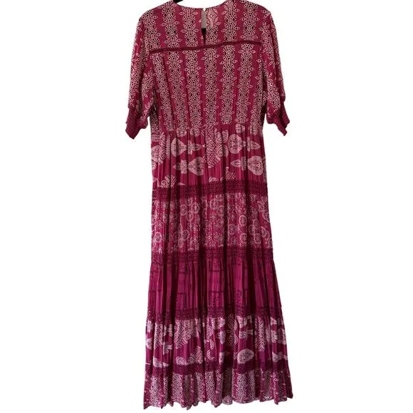 JOHNNY WAS Fuschia Pink Billie Maxi Dress Size Large
