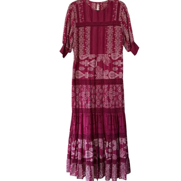 JOHNNY WAS Fuschia Pink Billie Maxi Dress Size Large