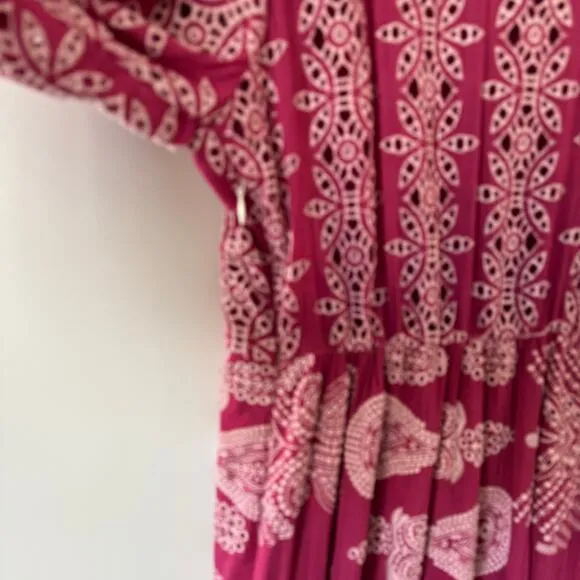 JOHNNY WAS Fuschia Pink Billie Maxi Dress Size Large