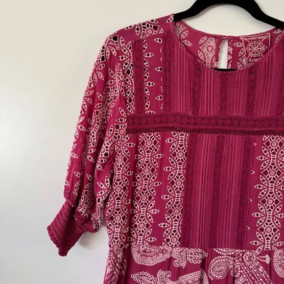 JOHNNY WAS Fuschia Pink Billie Maxi Dress Size Large