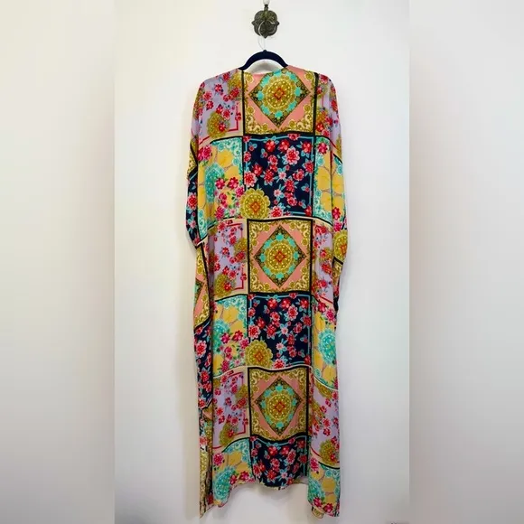 Johnny Was JAPER LACE UP MAXI KAFTAN DRESS Women’s S/M NWT