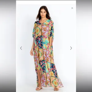 Johnny Was JAPER LACE UP MAXI KAFTAN DRESS Women’s S/M NWT