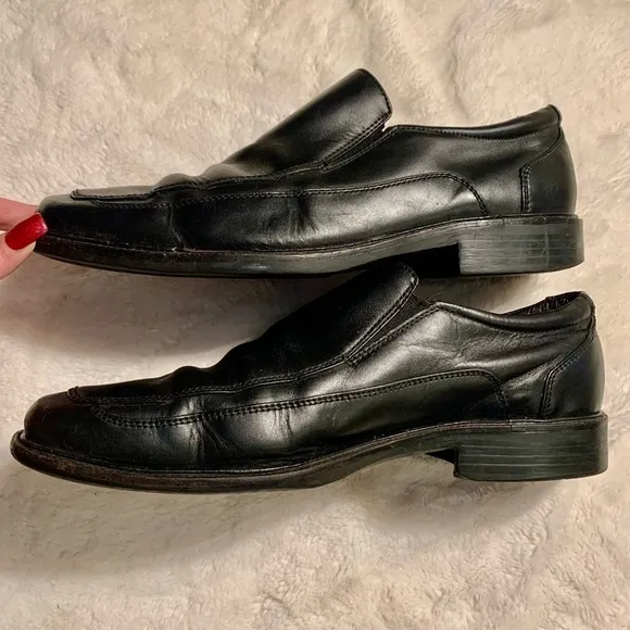 Johnston &amp; Murphy Dress Shoes 10M Men’s Black Leather Slip-On Loafers Classic
