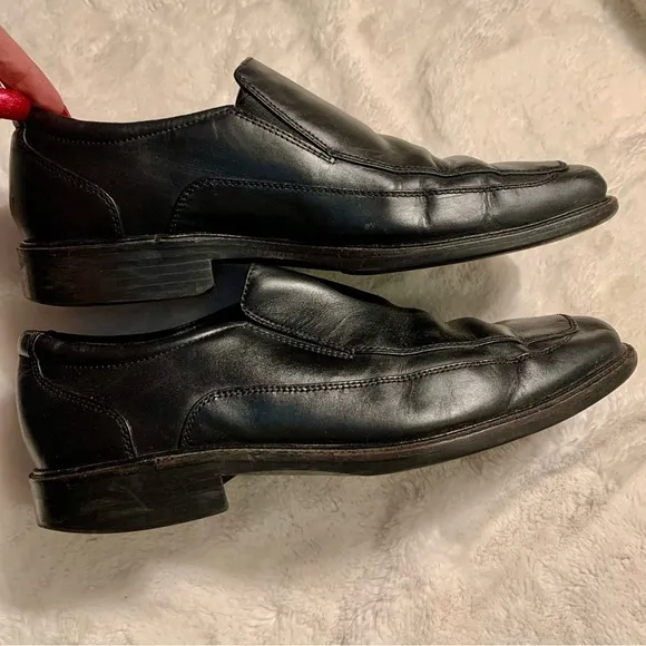 Johnston &amp; Murphy Dress Shoes 10M Men’s Black Leather Slip-On Loafers Classic