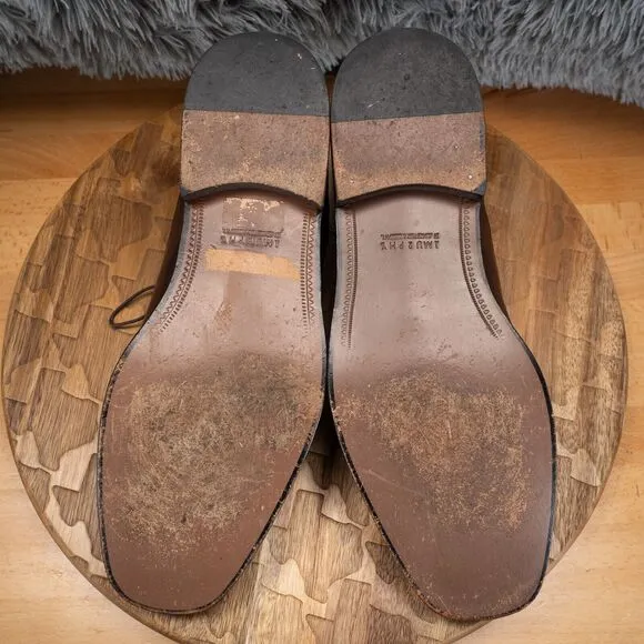 Johnston &amp; Murphy Dress Shoes SZ 11 M Oxford Brown Leather Casual Round 59-12000