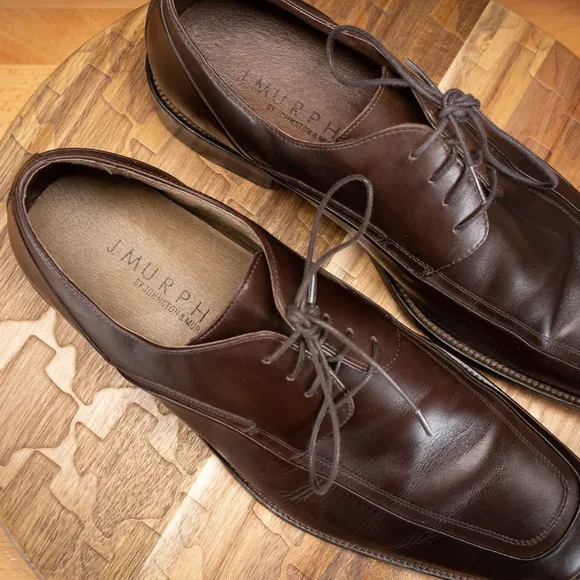 Johnston &amp; Murphy Dress Shoes SZ 11 M Oxford Brown Leather Casual Round 59-12000