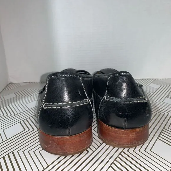 Johnston &amp; Murphy Mens Size 11 Leather Sheepskin Shoes Black Slip On Loafers