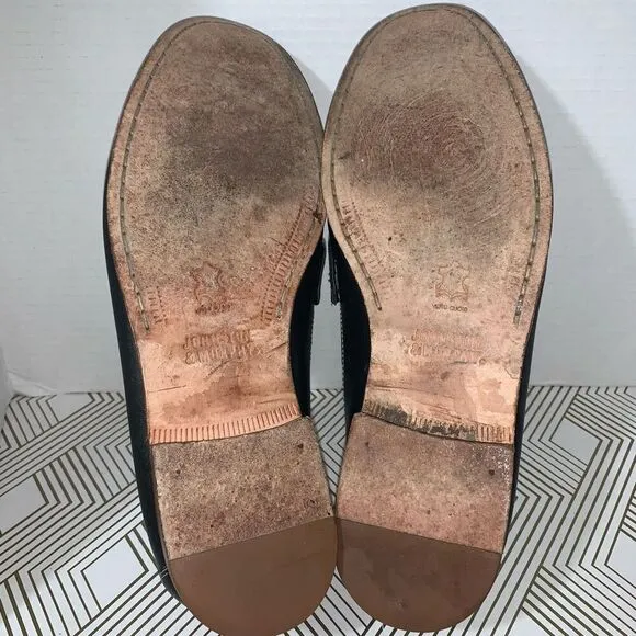 Johnston &amp; Murphy Mens Size 11 Leather Sheepskin Shoes Black Slip On Loafers