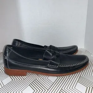 Johnston &amp; Murphy Mens Size 11 Leather Sheepskin Shoes Black Slip On Loafers