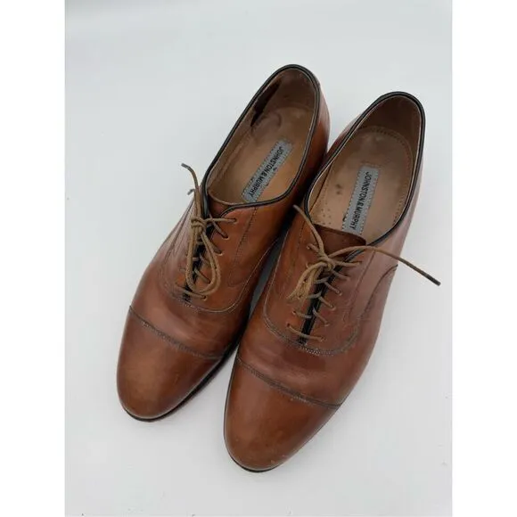 Johnston &amp; Murphy Mens Melton Cap Toe  Leather Lace Up Derby Dress Shoes Size 13