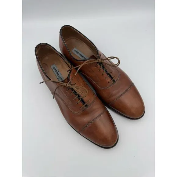 Johnston &amp; Murphy Mens Melton Cap Toe  Leather Lace Up Derby Dress Shoes Size 13