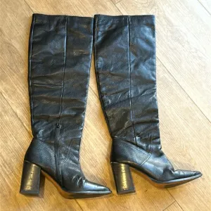 Jonak Black Leather Knee High Boots
